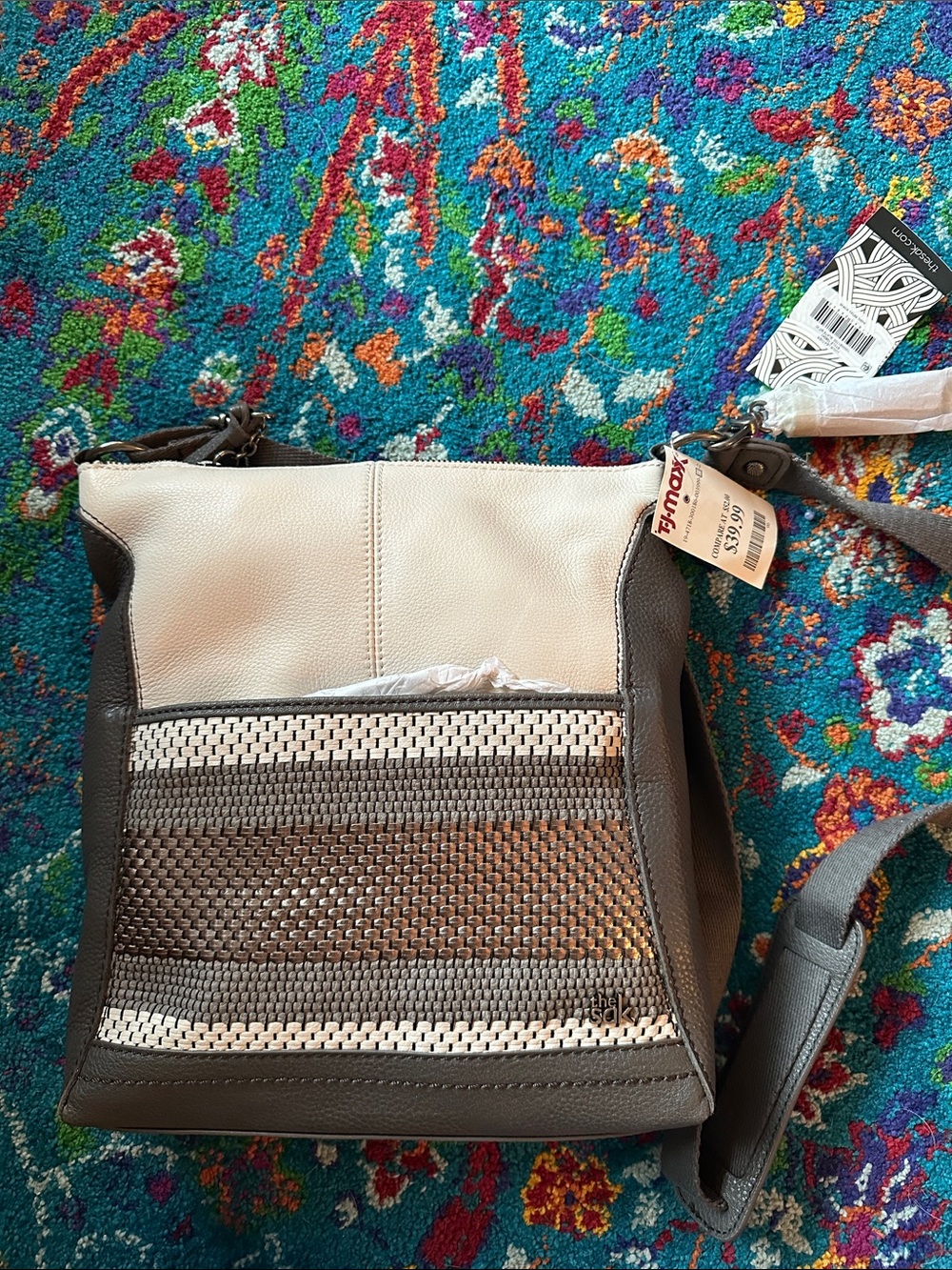 The Sak Two-Tone Gray & Cream Woven Crossbody